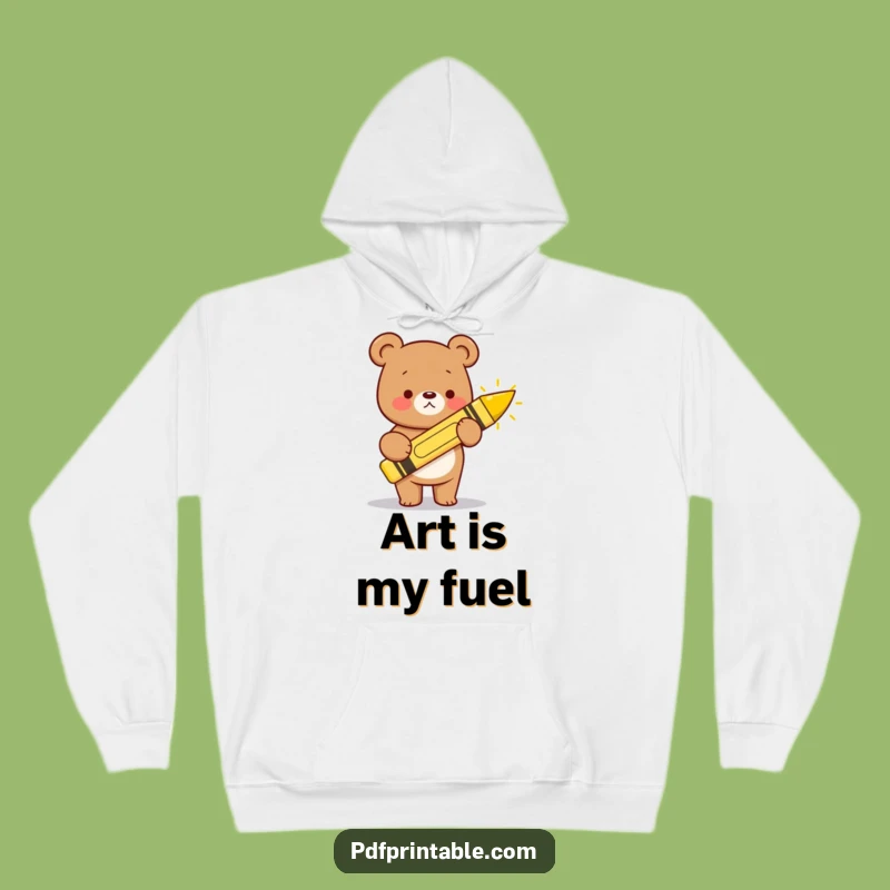 Cozy Funny Kawaii Bear Crayon Hoodie: Creative Fun Wear, Awesome Funny Gift