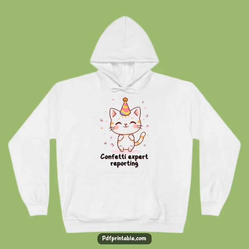 Cozy Funny Kawaii Cat Party Hoodie: Adorable Celebration Wear, Ideal Funny Gift