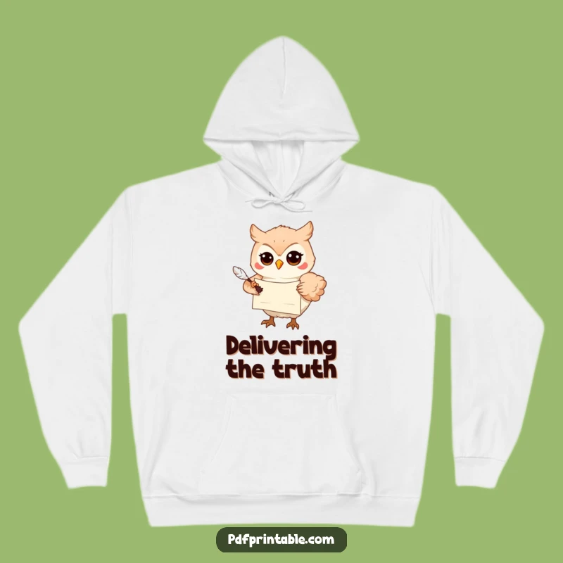 Funny Owl Hoodie: Wise Messenger with Scroll, Cozy and Hilarious Funny Gift