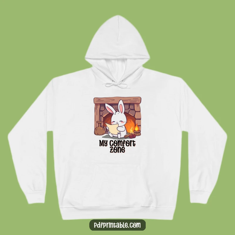 Funny Rabbit Hoodie: Cozy Fireplace Reader, Ultimate Funny Gift for Comfort