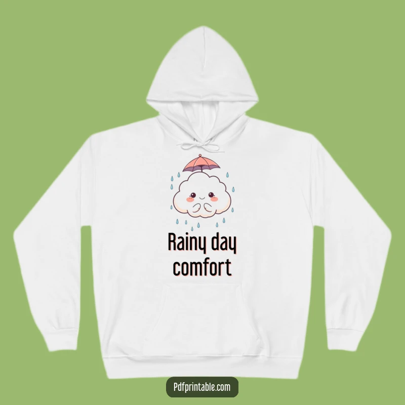 Cozy Rainy Day Hoodie: Funny Cloud Character for Warmth and Cheer