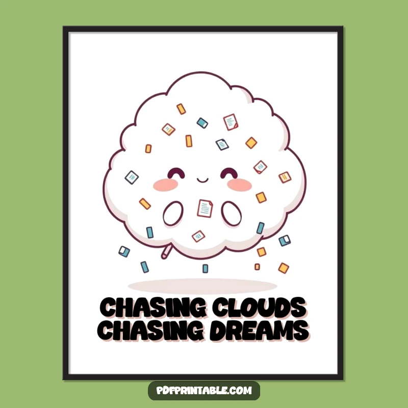 Free Printable Wall Art: Cloud Raining Document Icons - Quirky Downloadable Decor