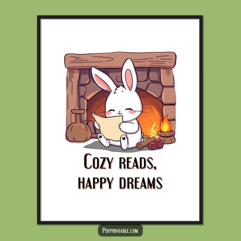Funny Free Printable Wall Art: Cozy Rabbit Reading - Humorous Downloadable Decor