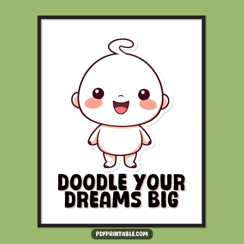 Free Printable Wall Art: Happy Artist Doodle, Humorous Downloadable Decor