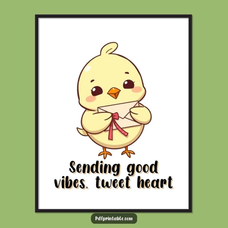 Free Printable Wall Art: Cheerful Bird Delivering Message Funny Downloadable Art