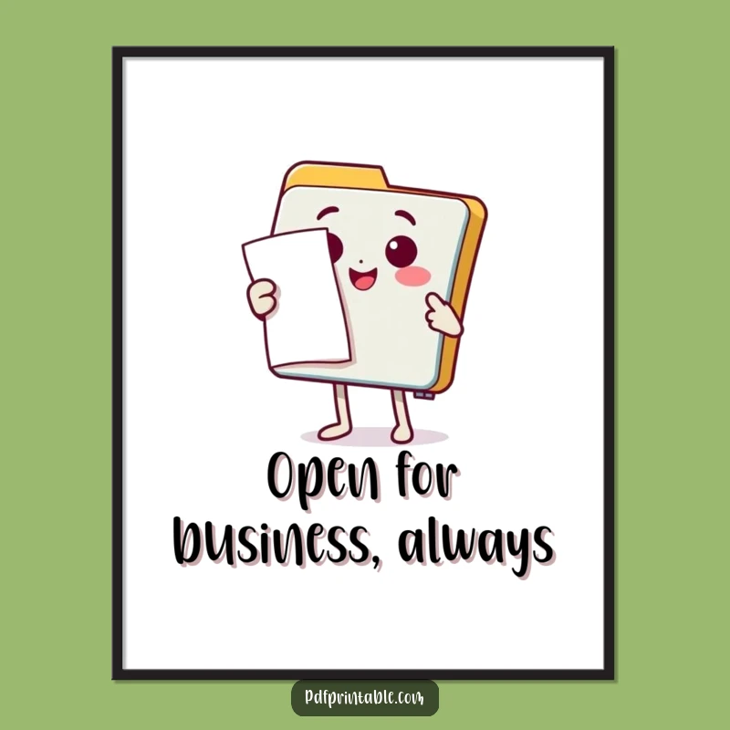 Free Printable Wall Art: Happy Folder Presenting Document - Downloadable Decor