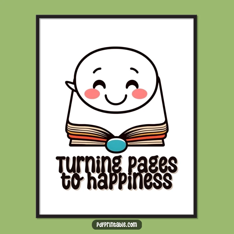 Funny Free Printable Wall Art: Happy Book Character - Literary Downloadable Decor!