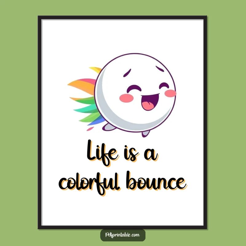 Funny Free Printable Wall Art: Bouncy Ball Color Streak, Downloadable Decor