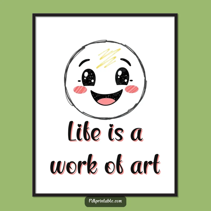 Funny Free Printable Wall Art: Smiling Crayon Art, Quirky Downloadable Decor for Joy