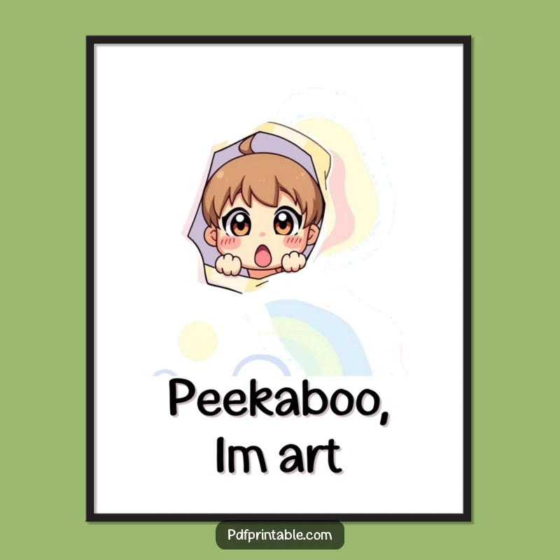 Free Printable Wall Art: Surprise Peek Character, Quirky Downloadable Decor