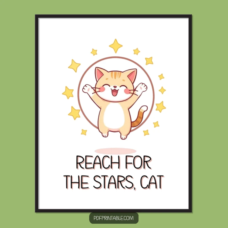Free Printable Cat Star Art: Hilarious Hoop Jump Humorous Downloadable Wall Decor