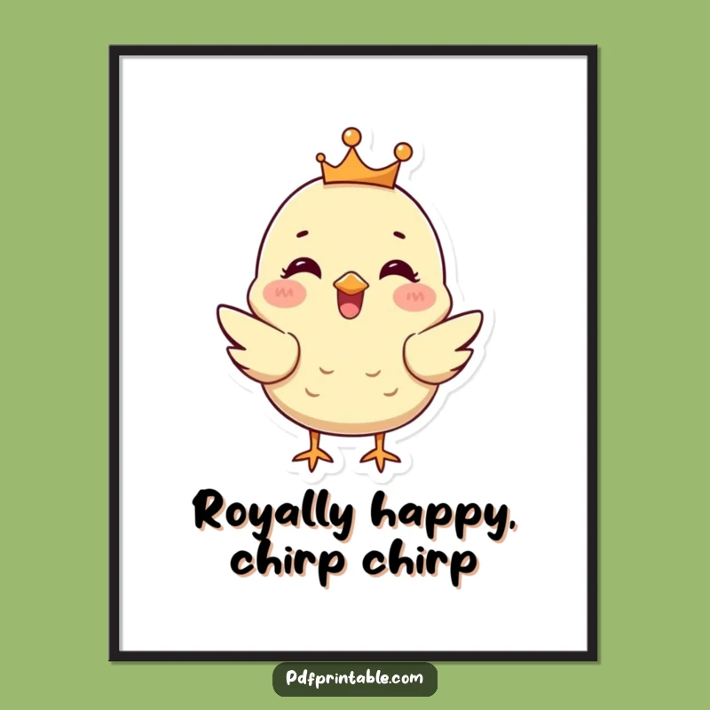 Free Printable Wall Art: Happy Chick Royal Vibes, Funny Downloadable Decor!
