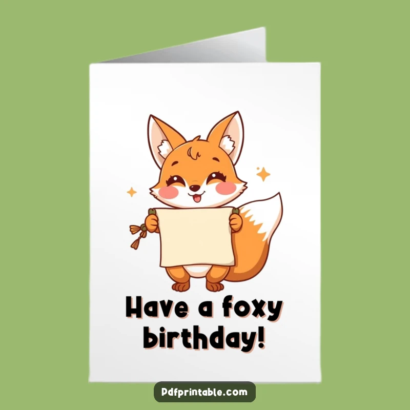 Free Printable Birthday Card: Cheerful Fox's Birthday Scroll - Funny Downloadable Gift