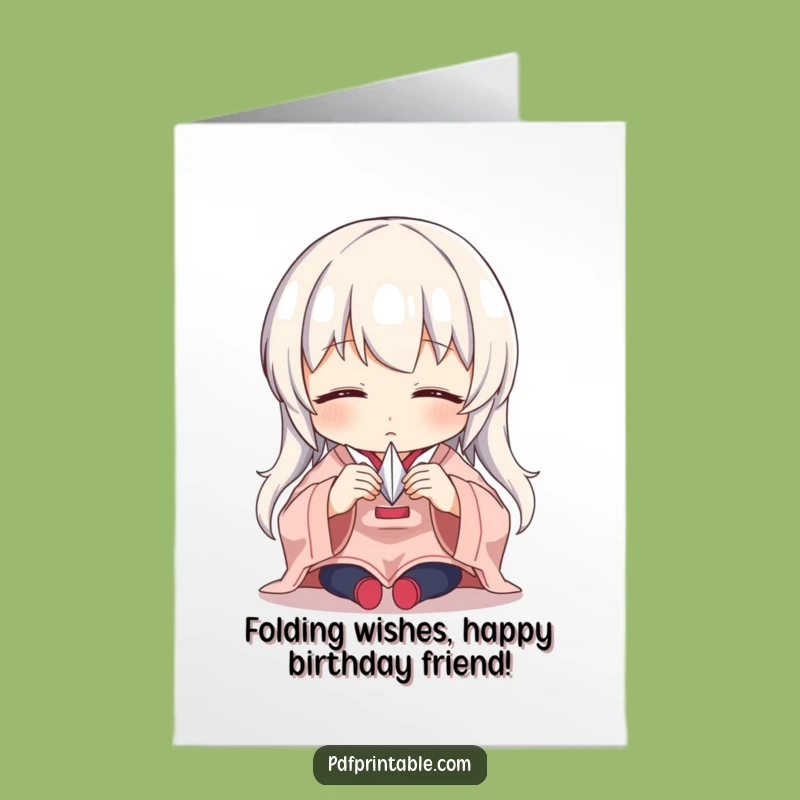 Free Printable Birthday Card: Focused Crane Folding Fun - Downloadable DIY Funny Gift