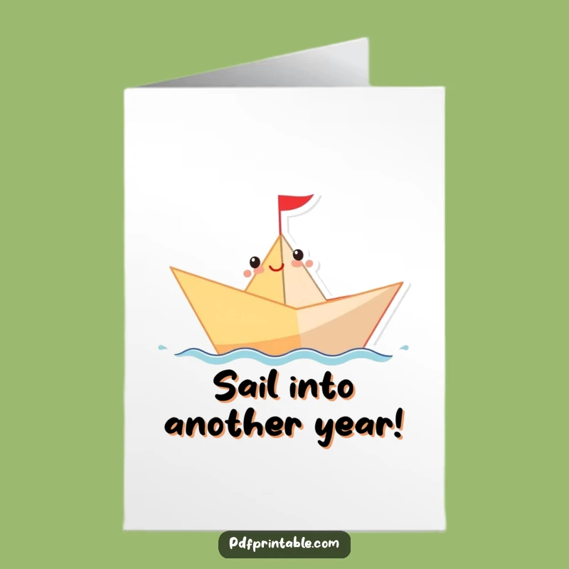 Free Printable Birthday Card: Funny Paper Boat, Downloadable Sailing Adventure Gift