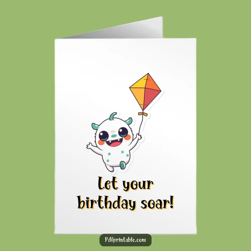Free Printable Birthday Card: Monster Kite Flyer - Fun Downloadable Greeting!