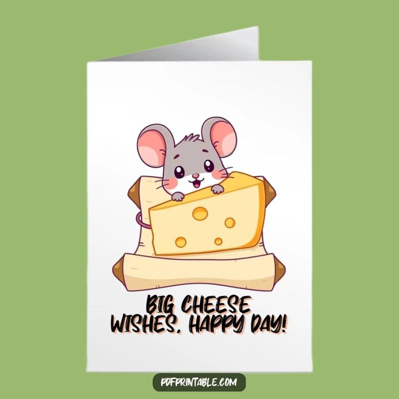 Free Printable Birthday Card: Mouse Finds Cheese Funny Surprise Downloadable Gift