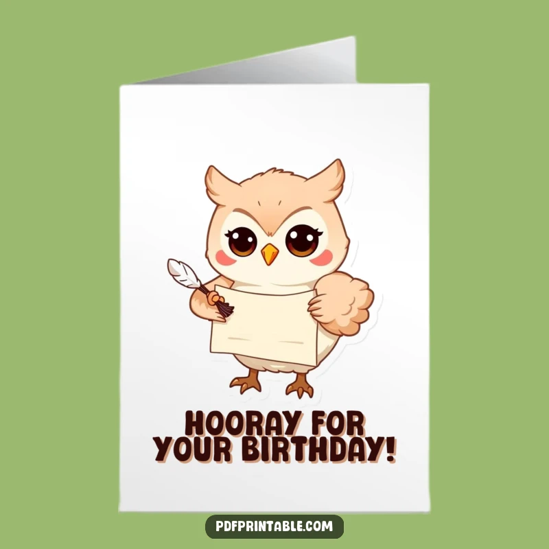 Free Printable Birthday Card: Wise Owl Delivers Joy - Funny Downloadable Gift