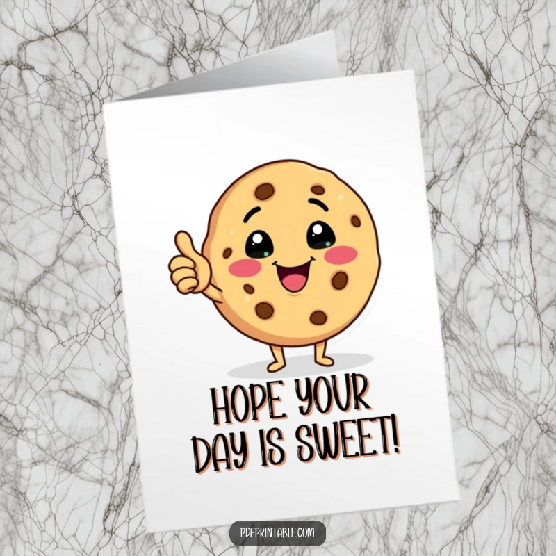 Funny Free Printable Birthday Card featuring a cool cookie character winking and giving a thumbs up, celebrating in style.