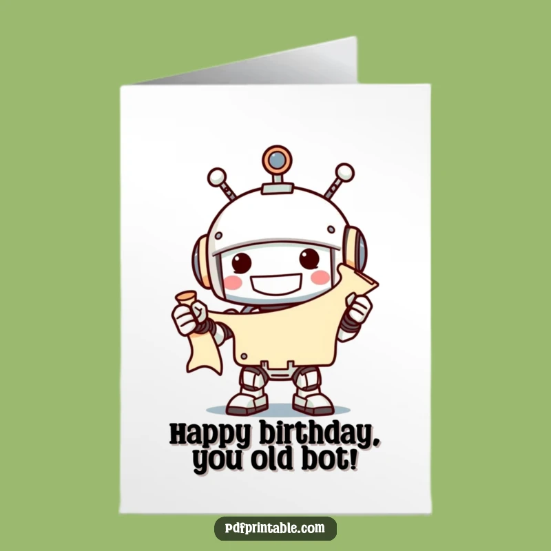 Free Printable Robot Birthday Card: Joyful Message for a Hilarious Downloadable Gift