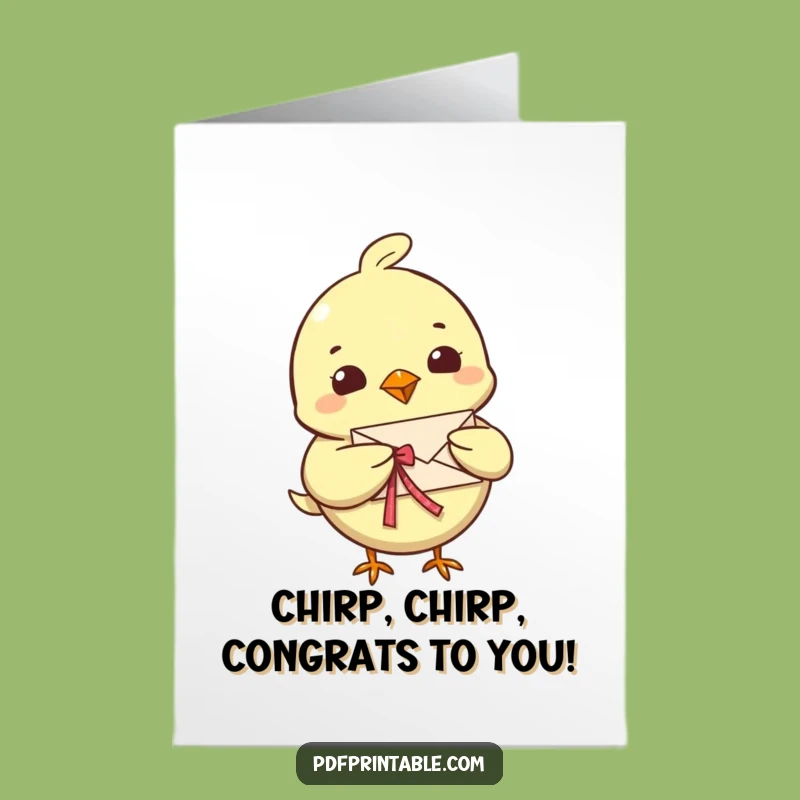 Free Printable Congrats Card: Bird Delivers News Funny Announcement Downloadable Gift