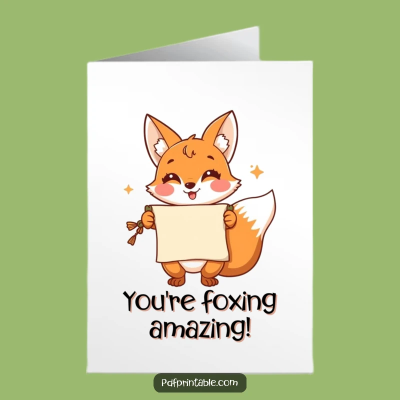 Free Printable Congrats Card: Fox's Grand Announcement - Humorous Downloadable Gift