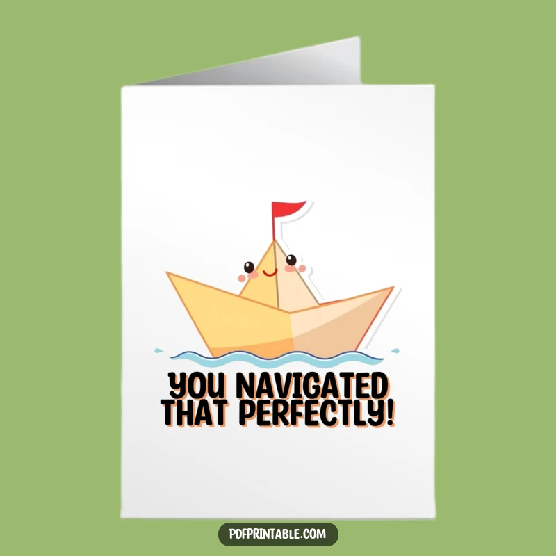 Free Printable Congrats Card: Paper Boat Journey, Downloadable Funny Success Greeting