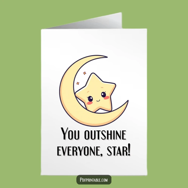 Free Printable Congrats Card: Star & Moon, Celestial Downloadable Gift