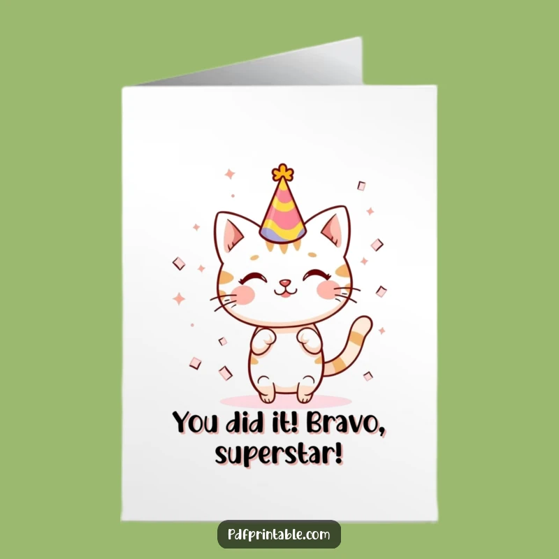 Free Printable Kawaii Cat Card: Funny Downloadable for Any Celebration