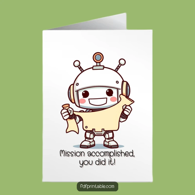 Free Printable Robot Congrats Card: Automated Applause for a Humorous Downloadable Gift