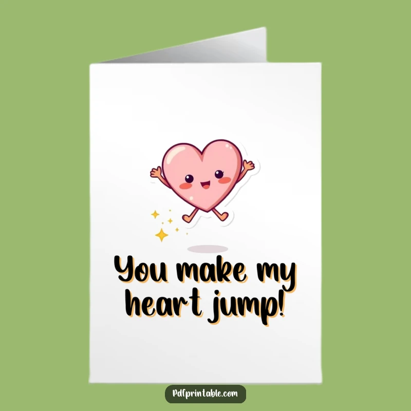 Free Printable Congrats Card: Jumping Heart & Sparkles, Celebratory Downloadable