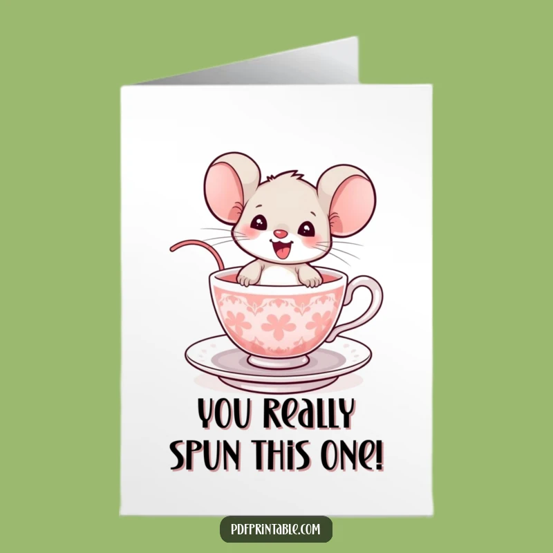 Free Printable Congrats Card: Mouse Teacup Triumph, Downloadable Gift!