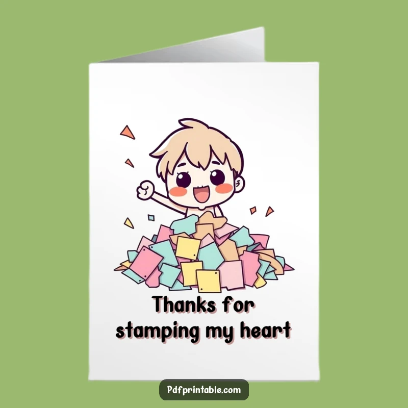 Amusing Free Printable Thank You Card: Stamping Character DIY Digital Download Gift