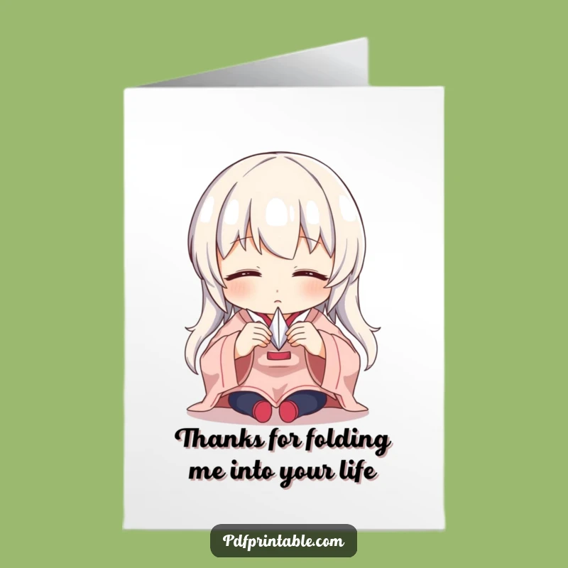 Free Printable Thank You Card: Crane Folding Gratitude - Downloadable DIY Funny Gift