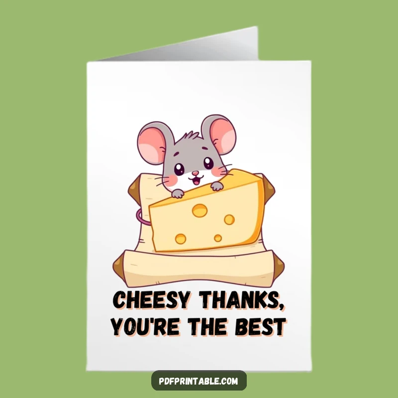 Free Printable Thank You Card: Mouse's Cheesy Thanks Funny Gratitude Downloadable