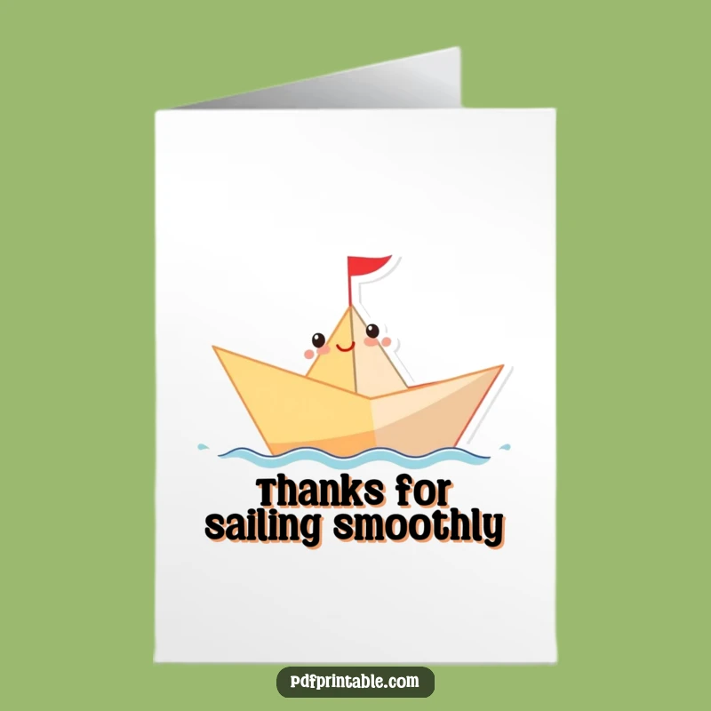 Free Printable Thank You Card: Paper Boat Voyage, Downloadable Funny Gratitude Message