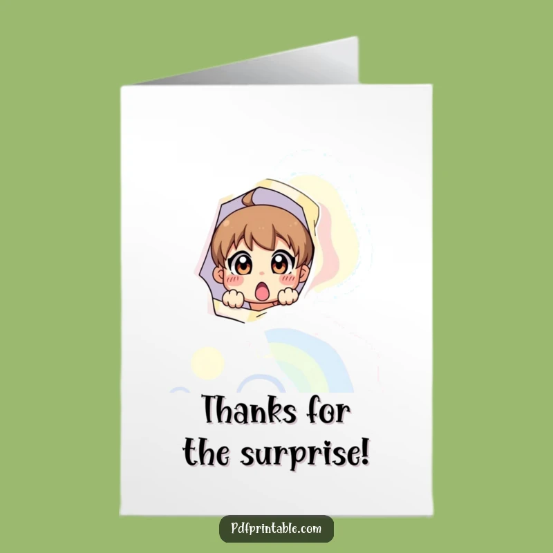 Free Printable Thank You Card: Peek Surprise Character, Heartfelt Downloadable Gift
