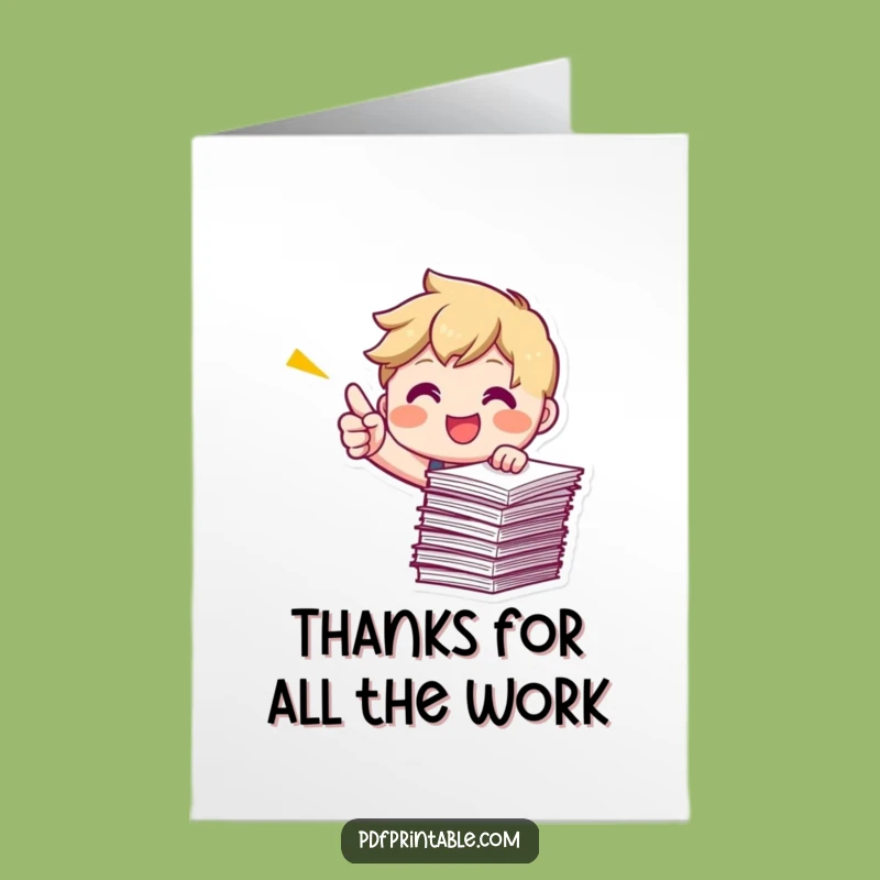 Free Printable Pointer Character Thank You Card: Thanks a Ton!, Downloadable!