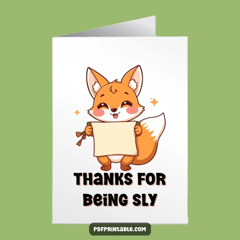 Free Printable Thank You Card: Fox's Stylish Thanks - Funny Downloadable Gratitude Gift
