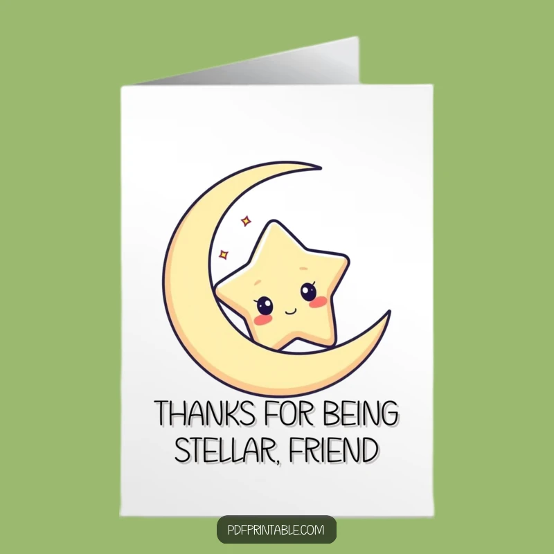 Free Printable Thank You Card: Curious Star & Moon, Grateful Downloadable