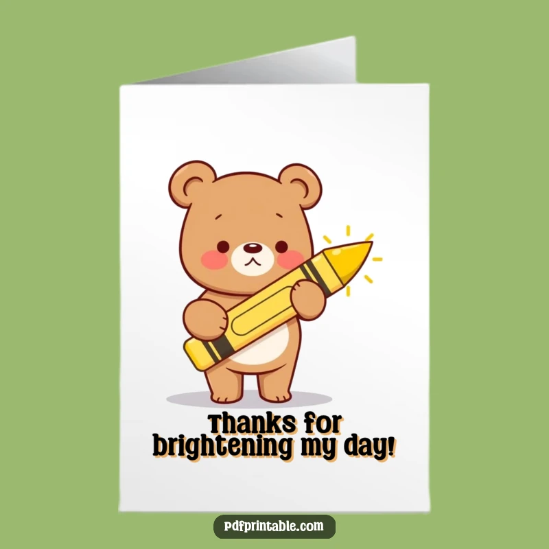 Free Printable Kawaii Bear Thank You Card: Funny DIY Downloadable for Artistic Gratitude