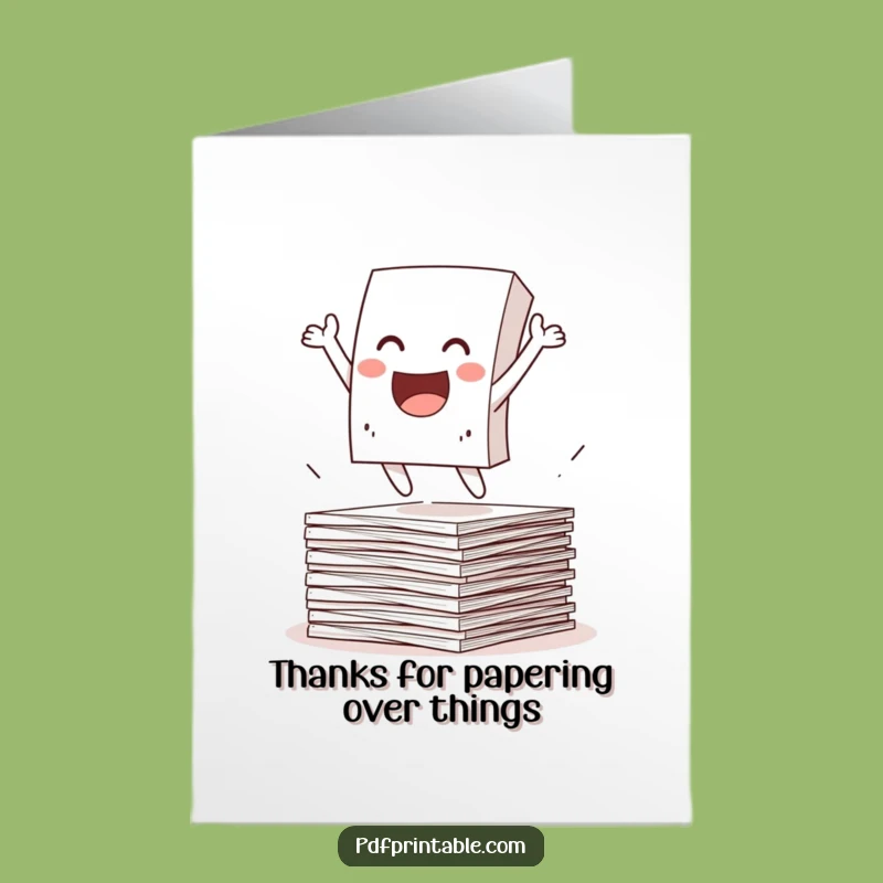 Free Printable Thank You Card: Leaping Paper Character for a Funny Downloadable Gift