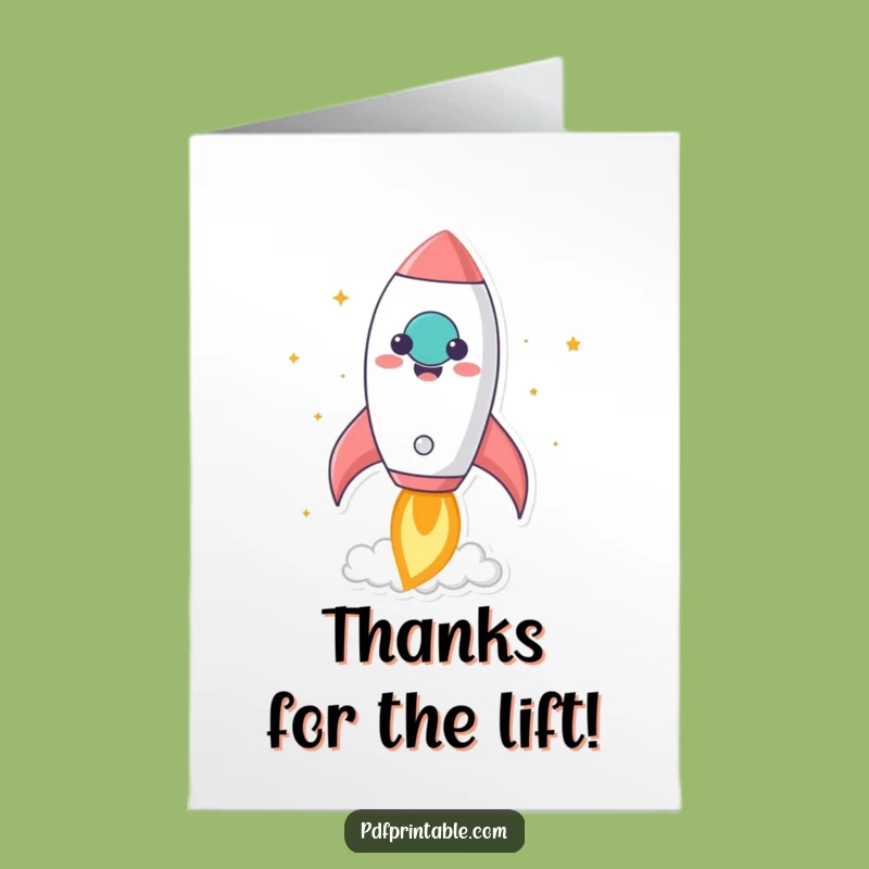 Free Printable Thank You Card: Rocket Expressing Thanks, a Fun Downloadable Gift