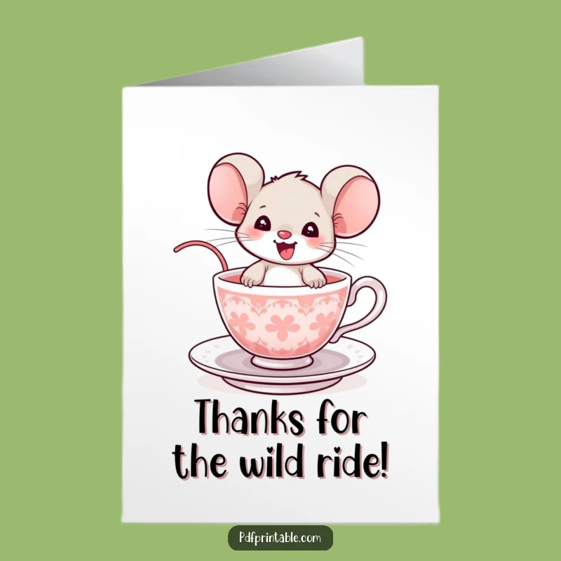 Free Printable Thank You Card: Mouse Teacup Gratitude, Downloadable Gift!