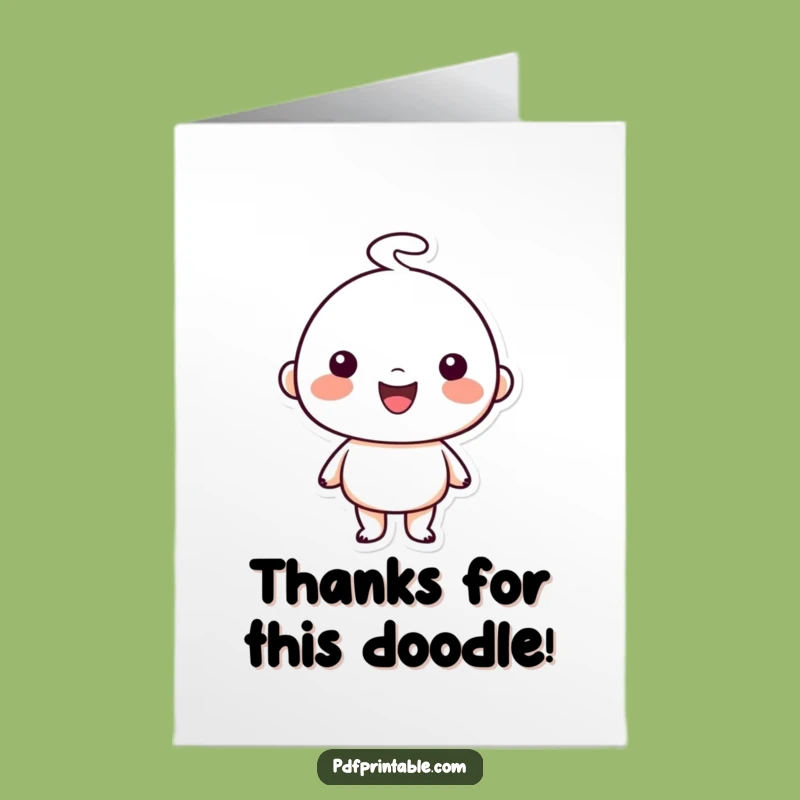 Free Printable Thank You Card: Happy Artist Doodle, Funny Downloadable Gift