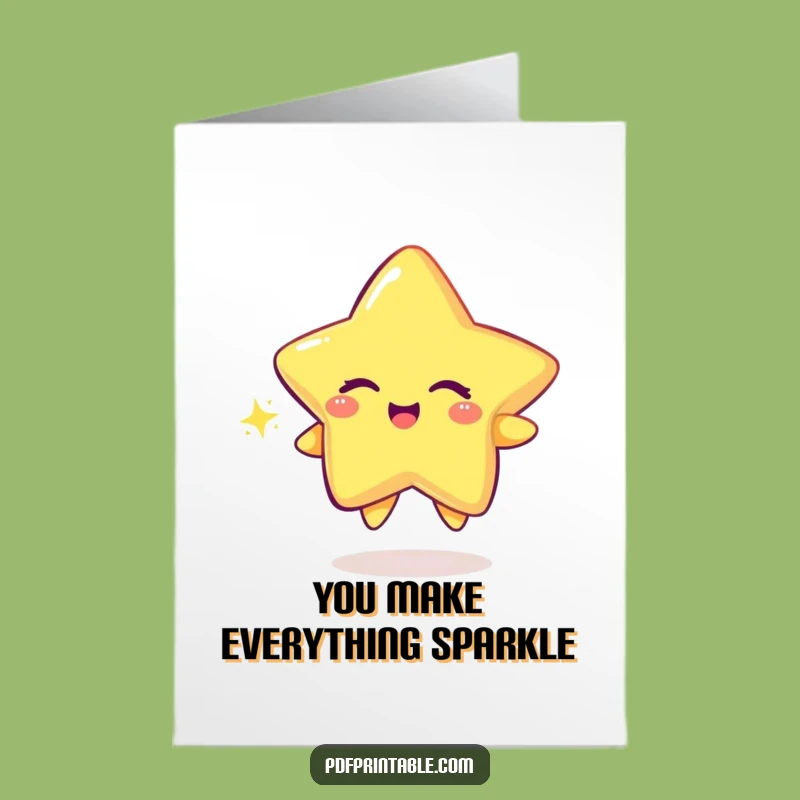 Free Printable Thank You Card: Winking Star Expressing Thanks with Sparkle