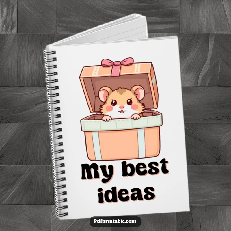Funny Hamster Notebook: A curious hamster peeks from a giant gift box, ideal for jotting down intriguing plans and funny notes.