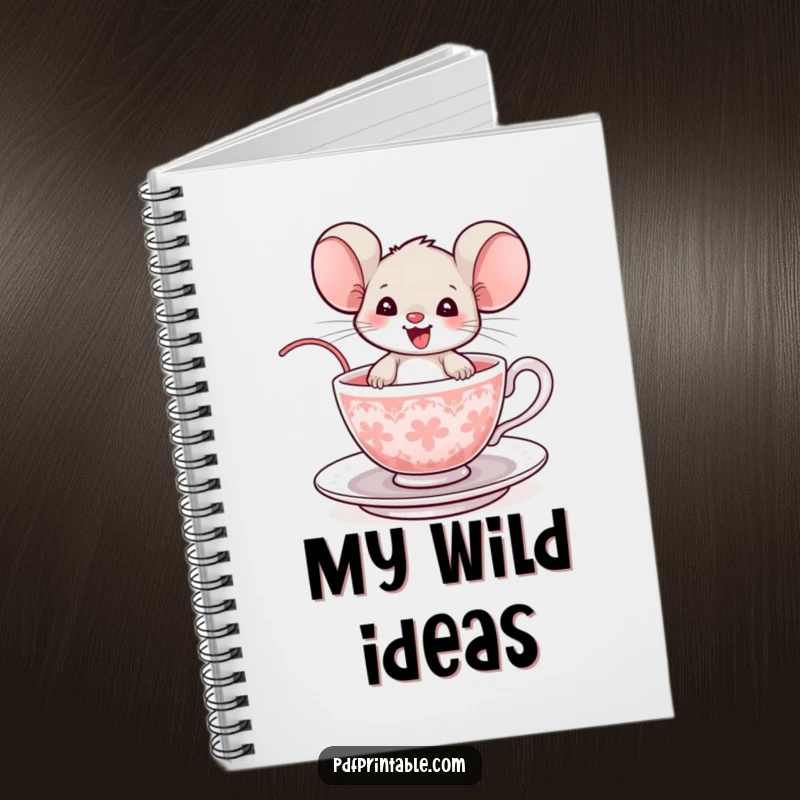 Funny Mouse Notebook: A delighted mouse rides a teacup, perfect for jotting down notes with a touch of humor.