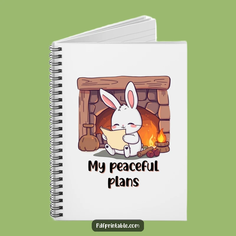 Funny Rabbit Notebook: Cozy Fireplace Reader, Perfect Funny Gift for Journaling