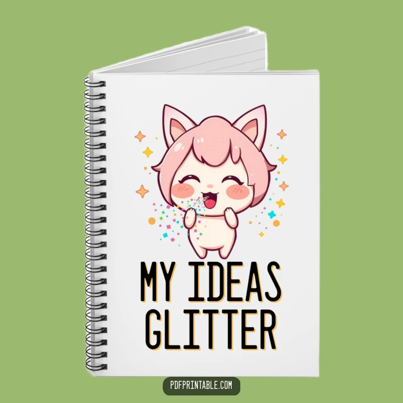 Funny Kawaii Glitter Notebook: Happy Character For Sparkly Notes & Ideas